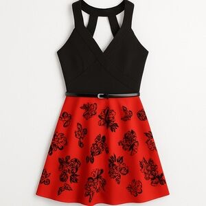 Black and Red Floral Dress